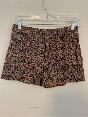Kori Leopard Print Jean Shorts - Brown/Black